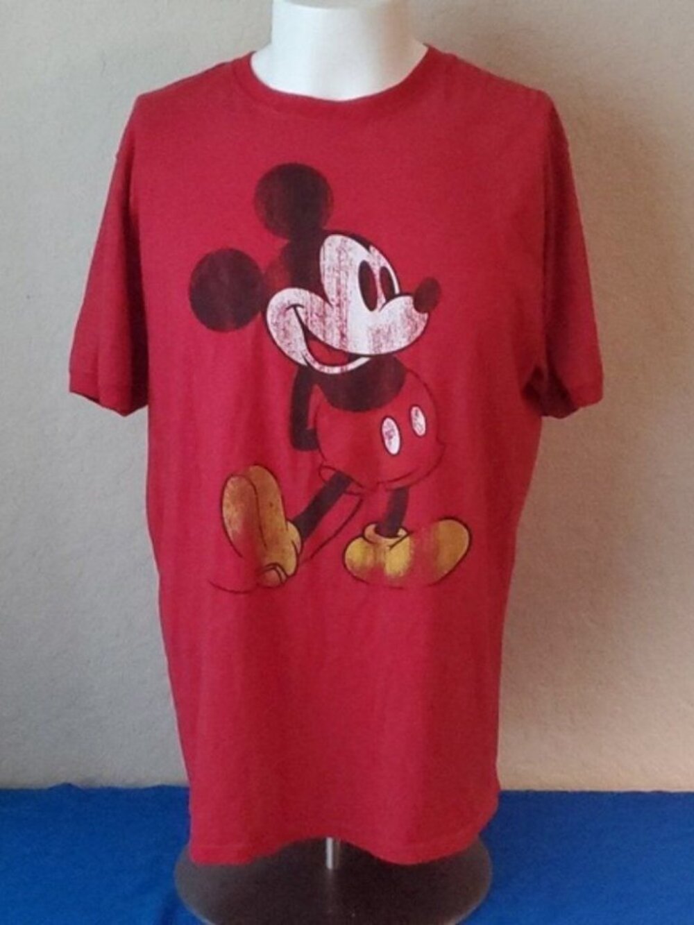 Disney Parks Mickey Mouse Shirt Adult Large Red Front Graphic Crew Neck